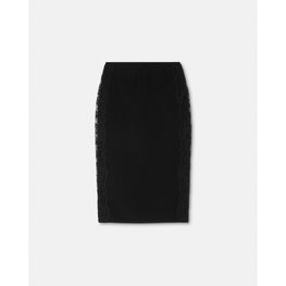 Women Barocco Lace Knit Midi Skirt - Black