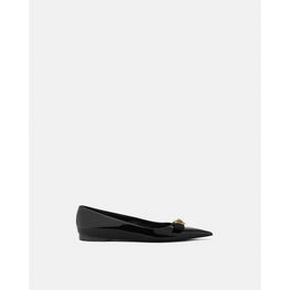 Women Gianni Ribbon Patent Flats - Black