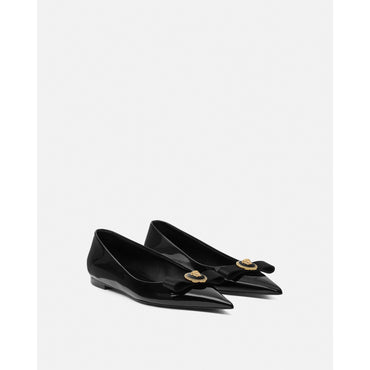 Women Gianni Ribbon Patent Flats - Black