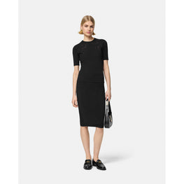 Women Barocco Lace Knit T-Shirt - Black