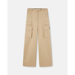 Women Gabardine Cargo Trousers - Beige
