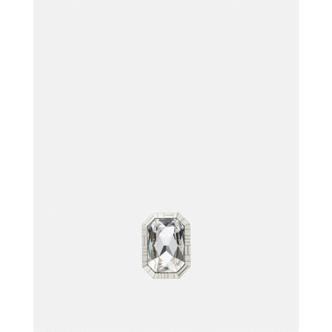 Women Crystal Greca Quilting Ring - Silver