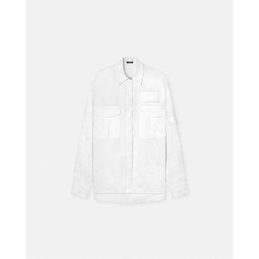 Women Barocco Jacquard Cargo Shirt - White