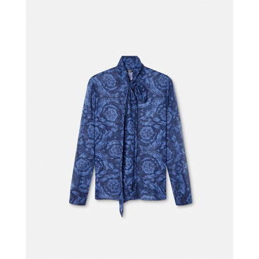 Women Barocco Lavallière Shirt - Navy