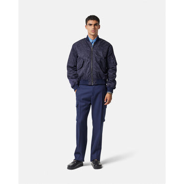 Men Barocco Jacquard Bomber Jacket - Navy