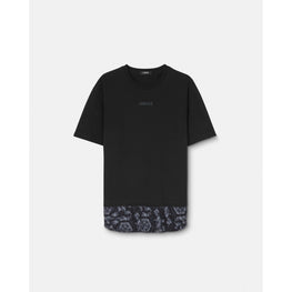 Men Barocco Panelled T-Shirt - Black