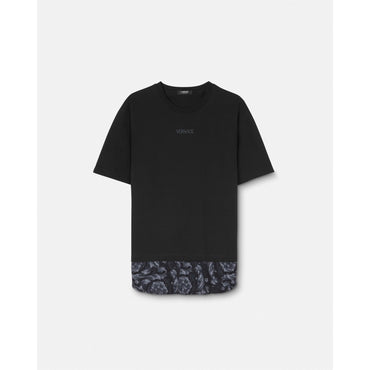 Men Barocco Panelled T-Shirt - Black