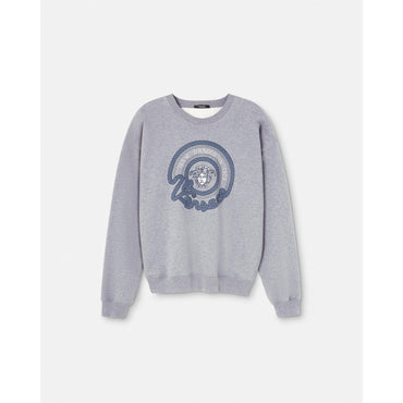 Men Embroidered Nautical Medusa Sweatshirt - Grey