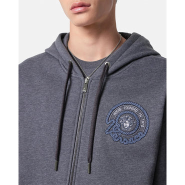 Men Nautical Medusa Zip Hoodie - Grey