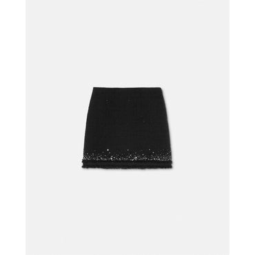 Women Embellished Tweed Mini Skirt - Black