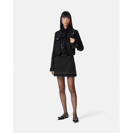 Women Embellished Tweed Mini Skirt - Black