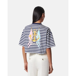 Women L'Ancora Versace Crop T-Shirt - Navy