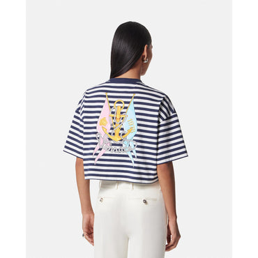 Women L'Ancora Versace Crop T-Shirt - Navy