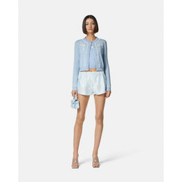 Women Embroidered Cashmere Knit Top - Blue