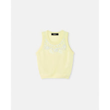 Women Embroidered Cashmere Knit Top - Yellow