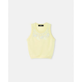 Women Embroidered Cashmere Knit Top - Yellow