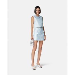 Women Contrasto Duchesse Mini Skirt - Blue