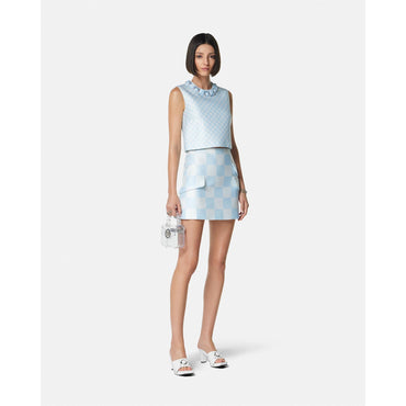 Women Contrasto Duchesse Mini Skirt - Blue