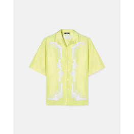 Men Embroidered Duchesse Shirt - Yellow