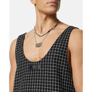 Men Tweed Tank Top - Black