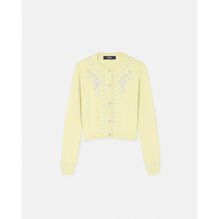 Women Embroidered Cashmere Knit Cardigan - Yellow