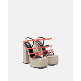 Women Gianni Ribbon Platform Sandals 150 mm - Orange