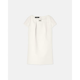 Women Box Pleat Wool-Blend Mini Dress - White