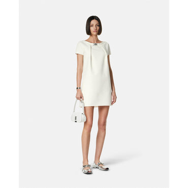 Women Box Pleat Wool-Blend Mini Dress - White