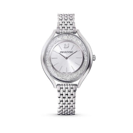 Crystalline aura watch, Swiss Made, Metal bracelet, Silver tone, Stainless steel