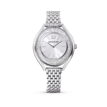 Crystalline aura watch, Swiss Made, Metal bracelet, Silver tone, Stainless steel