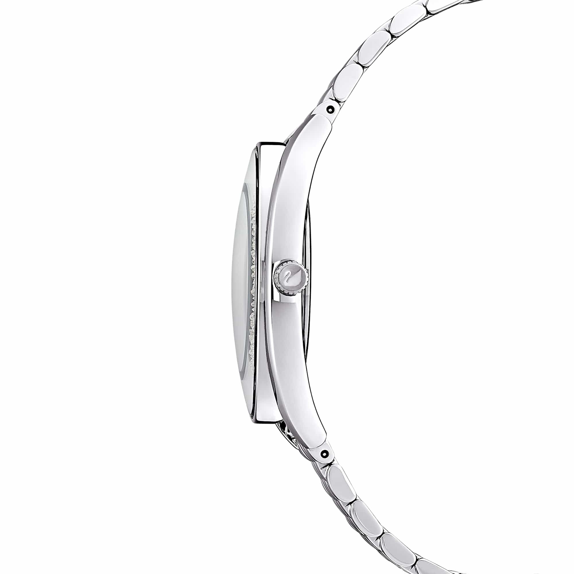 Crystalline aura watch, Swiss Made, Metal bracelet, Silver tone, Stainless steel