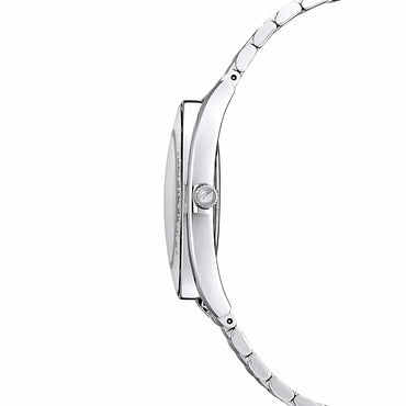 Crystalline aura watch, Swiss Made, Metal bracelet, Silver tone, Stainless steel