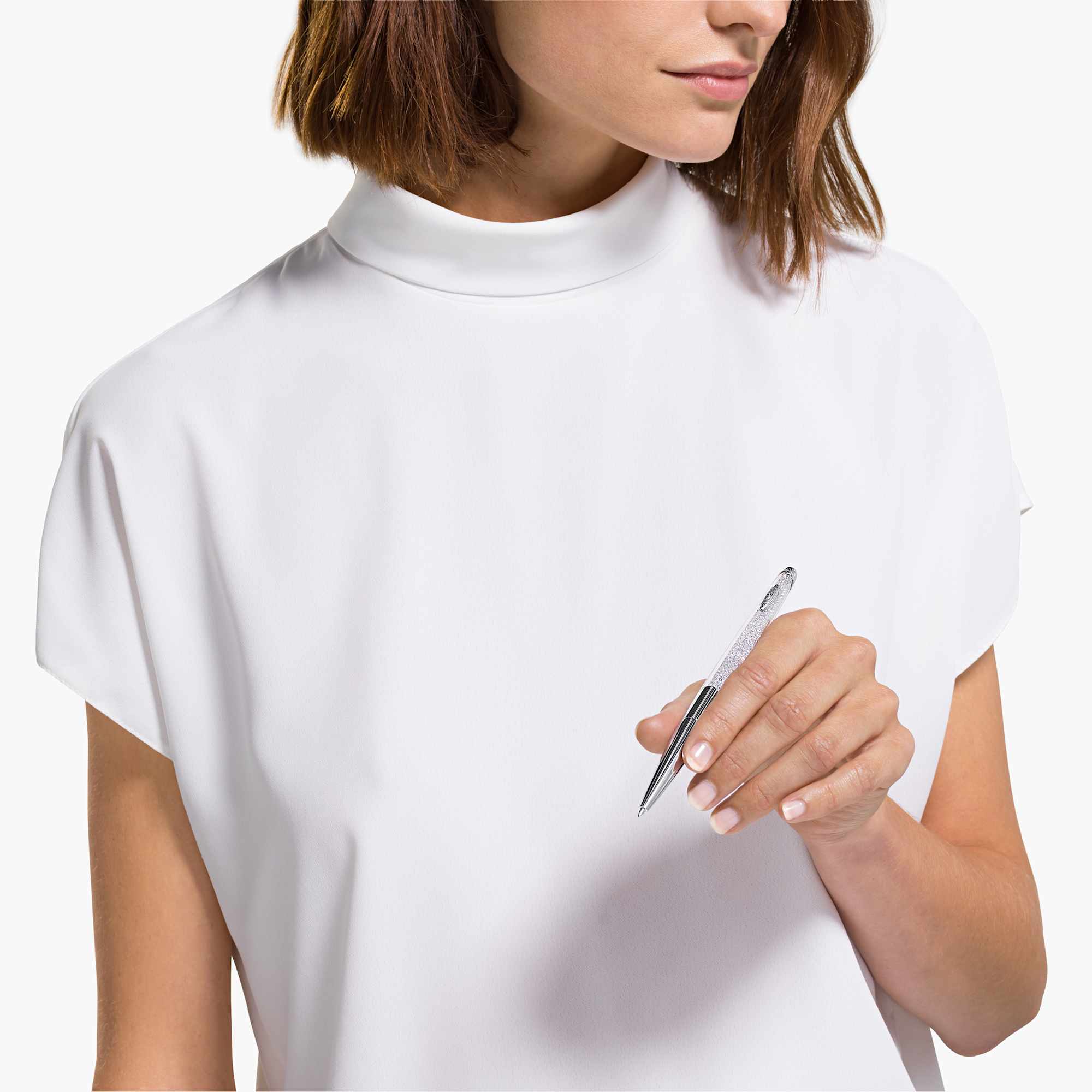 Crystalline ballpoint pen, Silver tone, Chrome plated