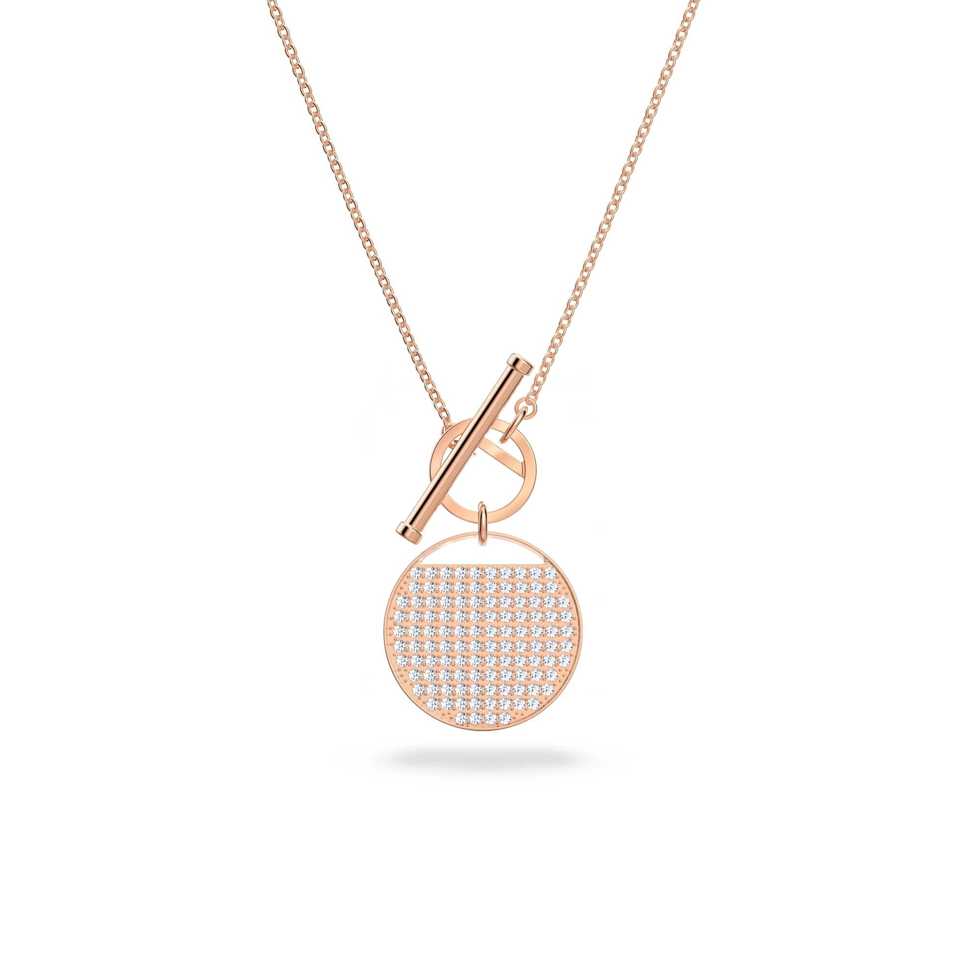 Ginger T Bar necklace, White, Rose gold-tone plated
