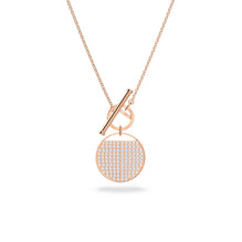 Ginger T Bar necklace, White, Rose gold-tone plated