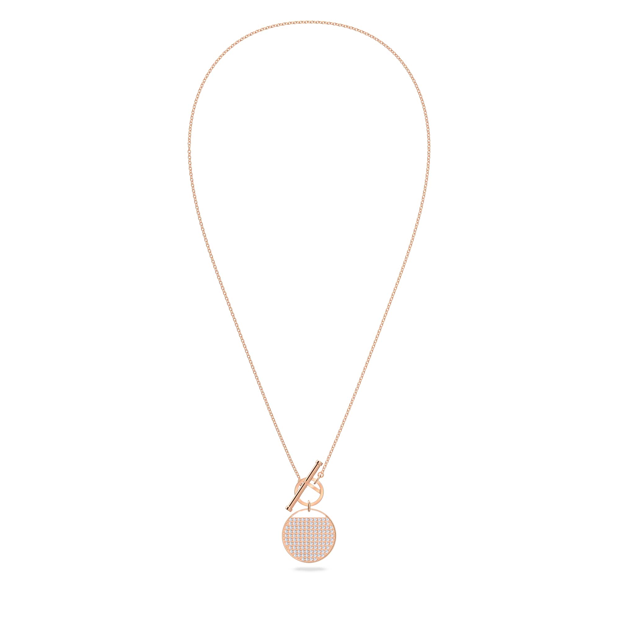 Ginger T Bar necklace, White, Rose gold-tone plated