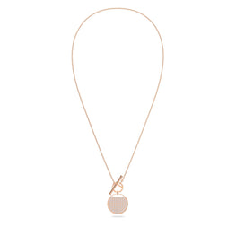 Ginger T Bar necklace, White, Rose gold-tone plated