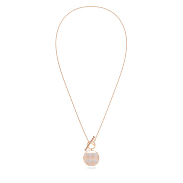 Ginger T Bar necklace, White, Rose gold-tone plated