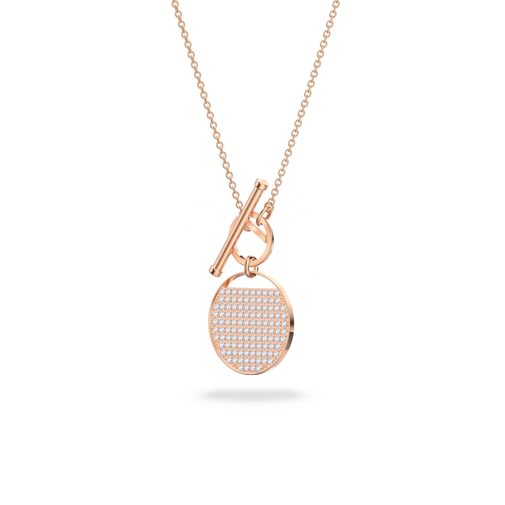Ginger T Bar necklace, White, Rose gold-tone plated
