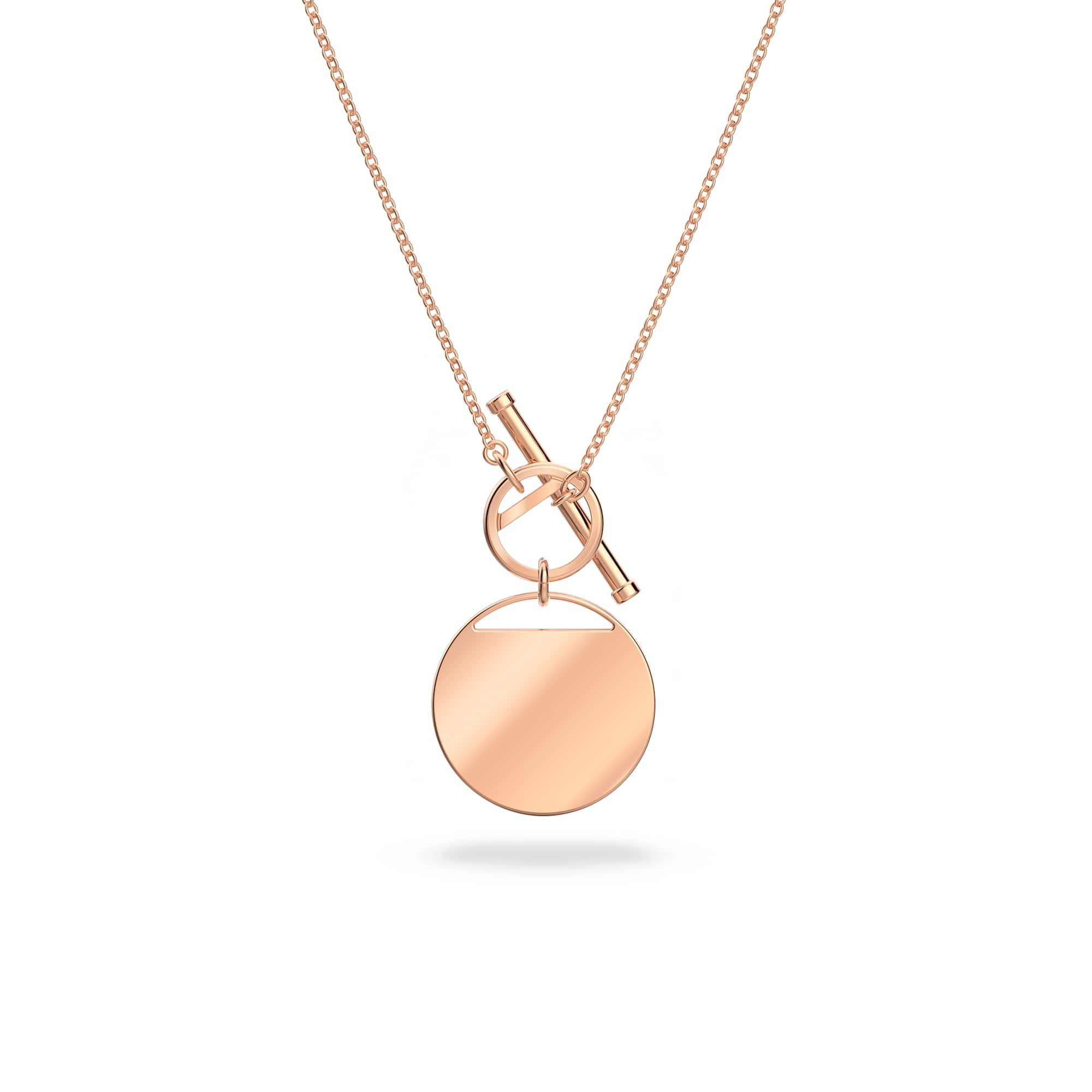 Ginger T Bar necklace, White, Rose gold-tone plated