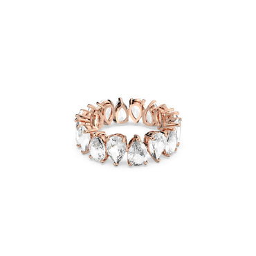 Matrix Vittore ring, Drop cut, White, 18K rose gold finish - 58cm