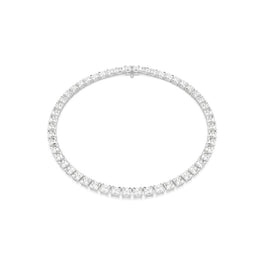 Matrix Tennis necklace, Square cut, White, Rhodium plated