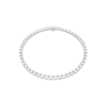 Matrix Tennis necklace, Square cut, White, Rhodium plated