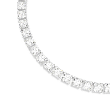 Matrix Tennis necklace, Square cut, White, Rhodium plated
