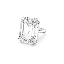 Mesmera cocktail ring, Octagon cut, White, Rhodium plated - 50cm