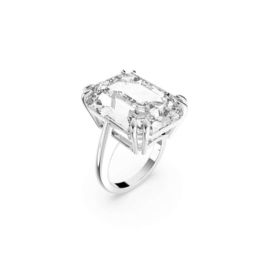 Mesmera cocktail ring, Octagon cut, White, Rhodium plated - 50cm