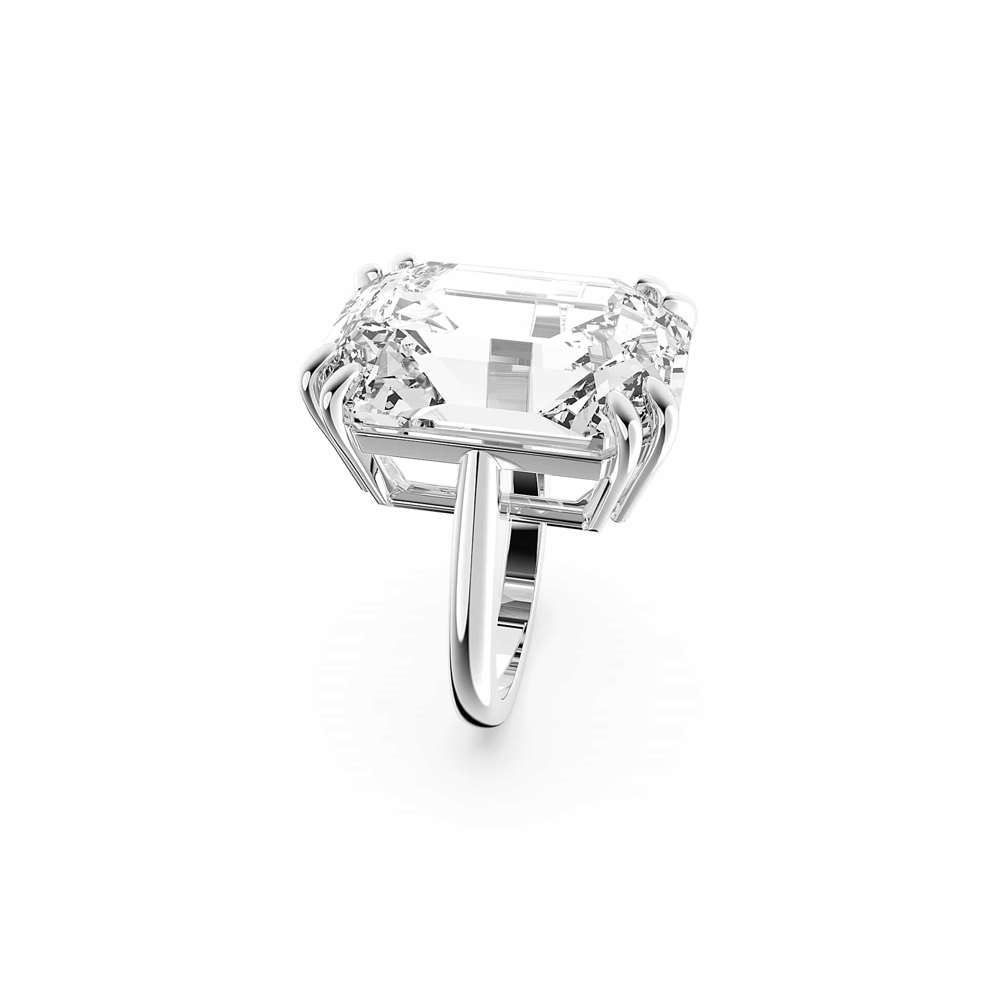 Mesmera cocktail ring, Octagon cut, White, Rhodium plated - 50cm