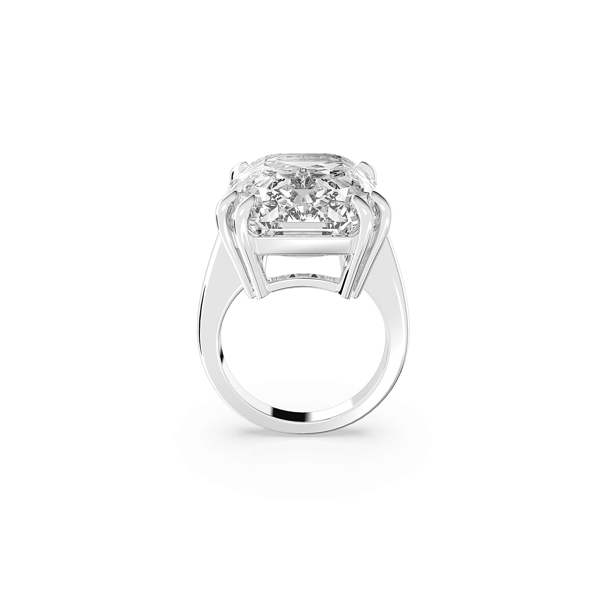 Mesmera cocktail ring, Octagon cut, White, Rhodium plated - 50cm