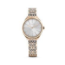 Attract watch, Swiss Made, Pavé, Crystal bracelet, Gold tone, Champagne gold-tone finish