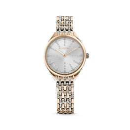 Attract watch, Swiss Made, Pavé, Crystal bracelet, Gold tone, Champagne gold-tone finish